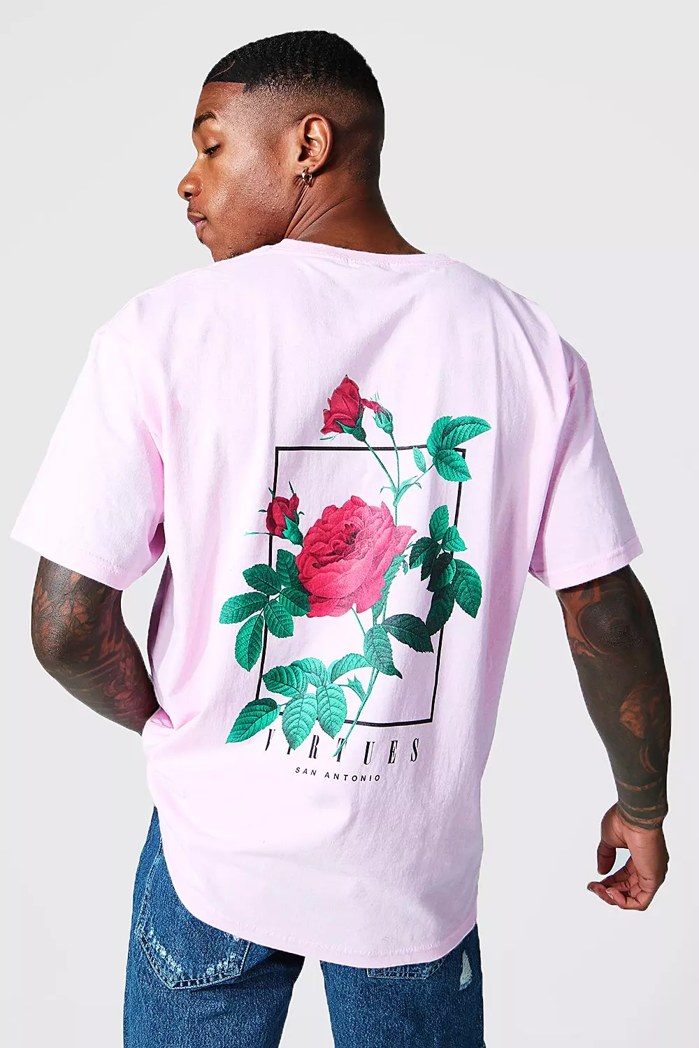 ◆ boohoo ◆オーバーサイズ Virtues グラフィック Tシャツ Oversized Virtues Graphic T-shirt | boohooMAN USA